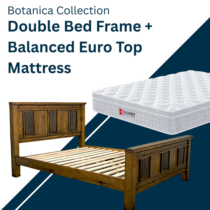 Botanica Double Bed + Balanced Euro Top Mattress Combo