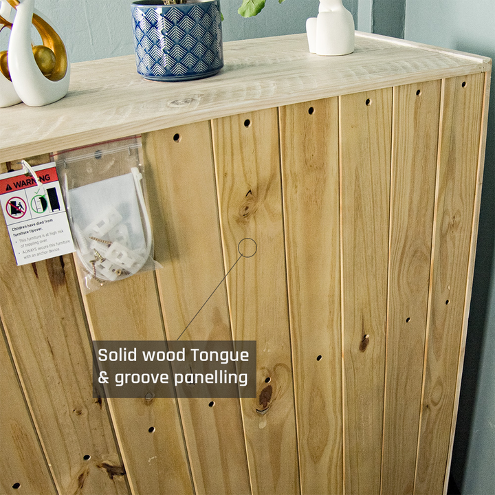 Charlotte 5 Drawer Pine Tallboy