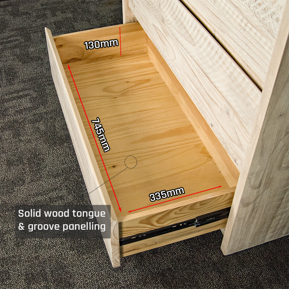 Charlotte 5 Drawer Pine Tallboy