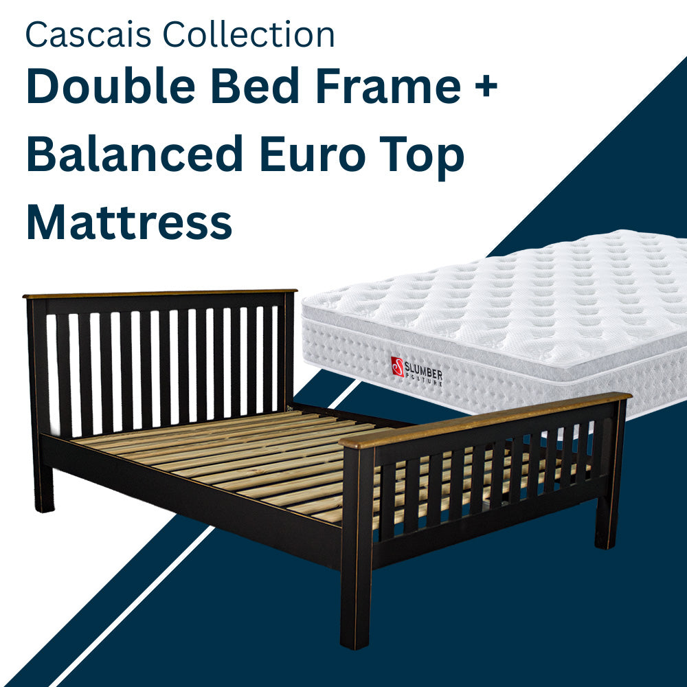 Cascais Double Bed Frame + Balanced Euro Top Mattress Combo