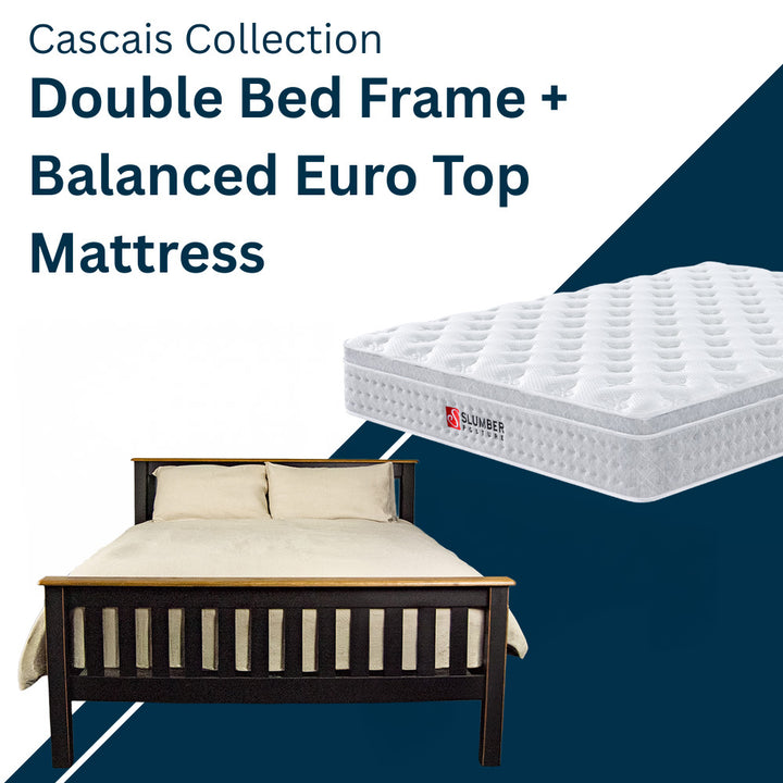 Cascais Double Bed Frame + Balanced Euro Top Mattress Combo