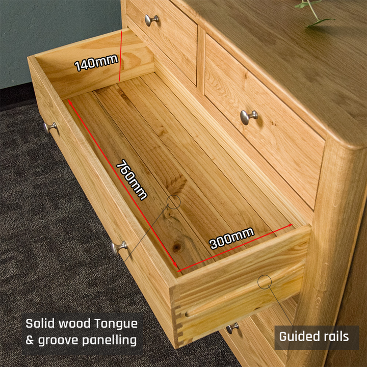 Victoria Oak 5 Drawer Tallboy