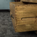 Side view of the Ventura Recycled Pine Bookcase, which shows the dovetail joining and free flowing runners for the drawer.