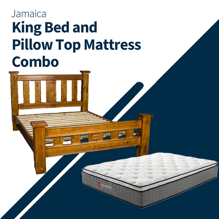 Jamaica King Size Bed & Pillow Top Mattress Combo
