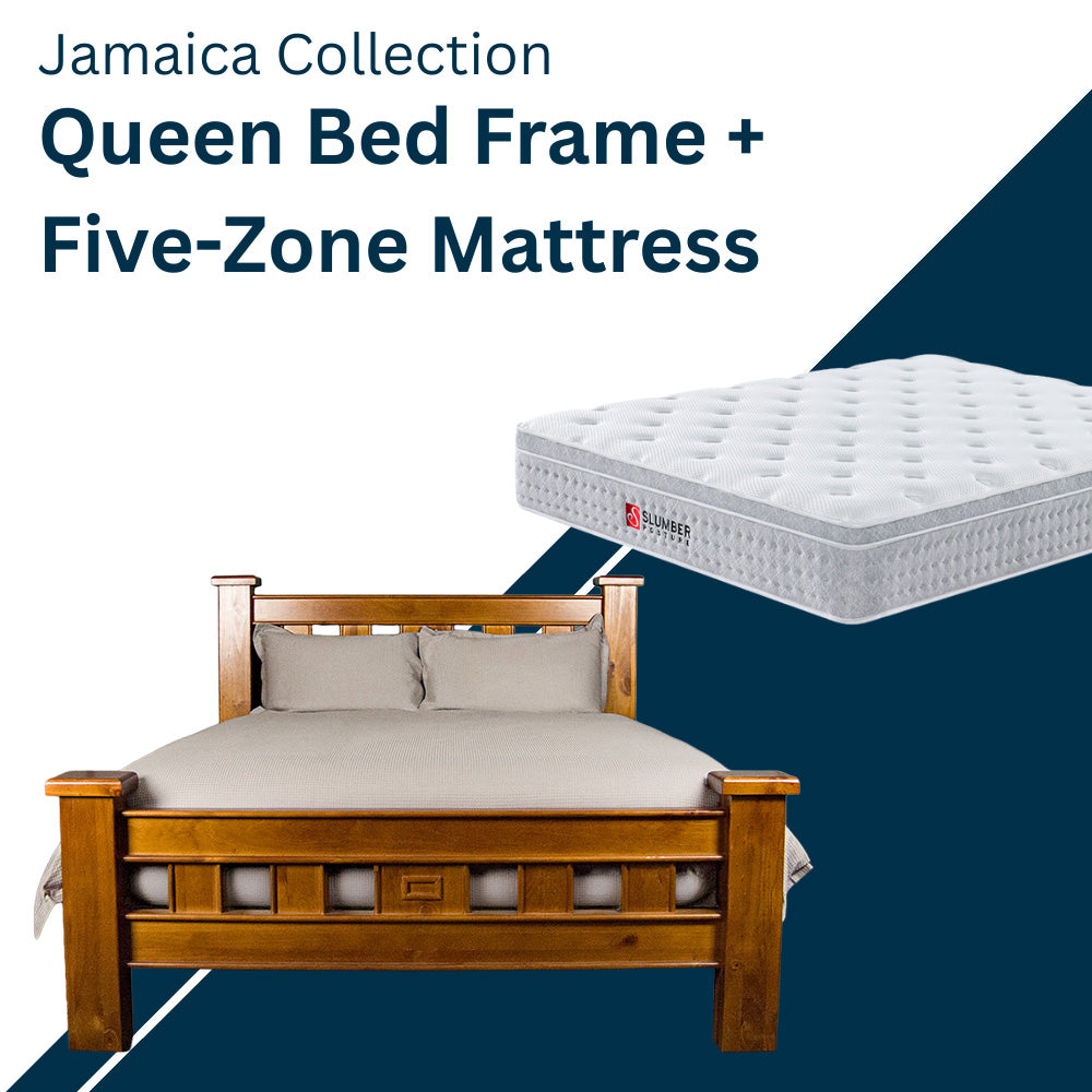 Jamaica Queen Bed + Five Zone Mattress Combo
