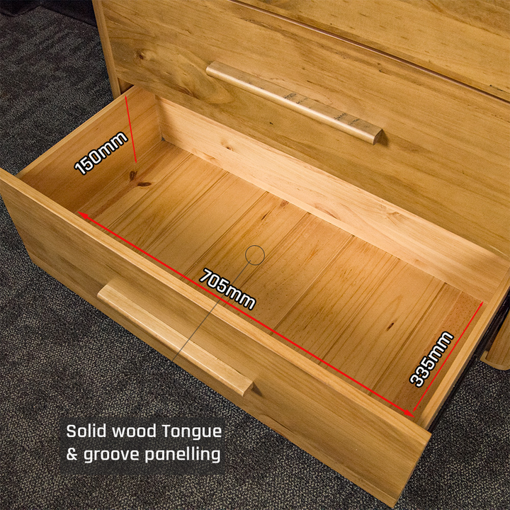 Kimberly 5 Drawer NZ Pine Tallboy
