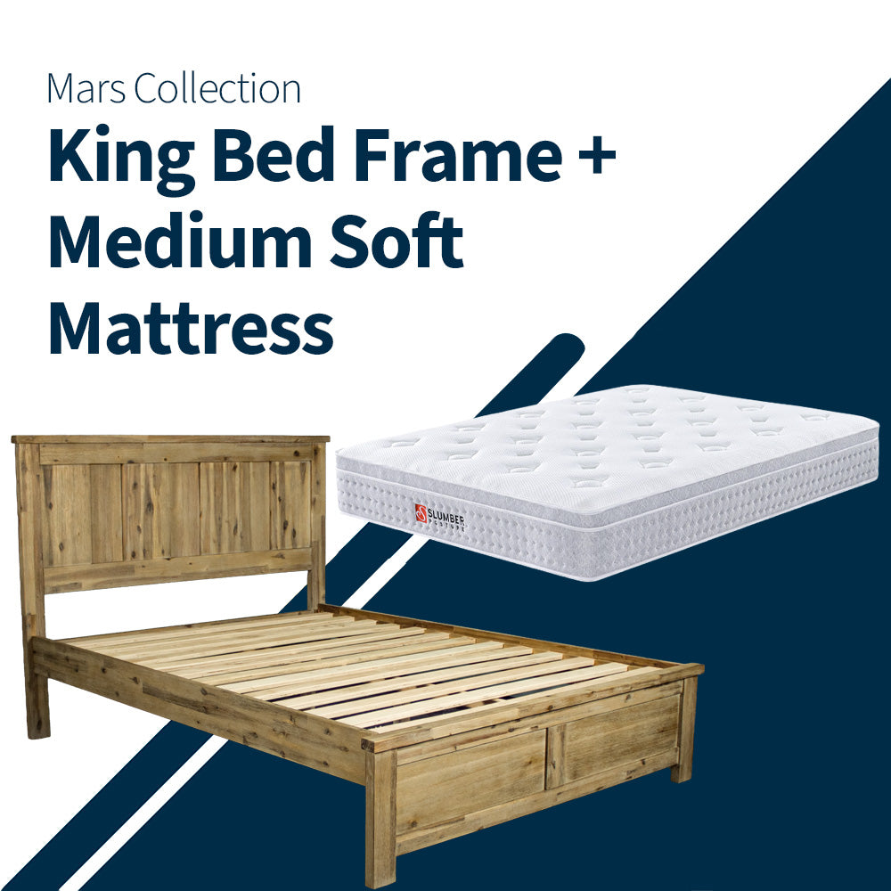 Mars King Bed Frame + Medium Soft Pocket Spring Mattress