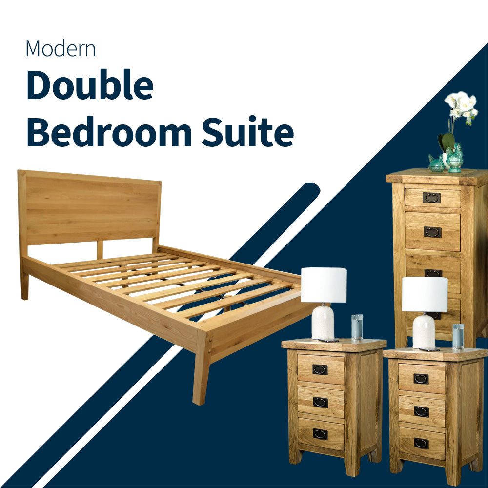 Modern Oak 4 Piece Double Bedroom Suite — Mainland Furniture
