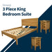 Overall of the Ormond 3 Piece King Bedroom Suite, showing the Ormond King Queen Bed Frame and two Ormond Oak 3 Drawer Bedside Tables.