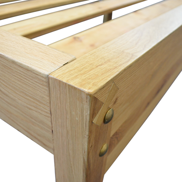 Close up of the secure bolts and joinery on the footboard of the Ormond Queen Double Bed