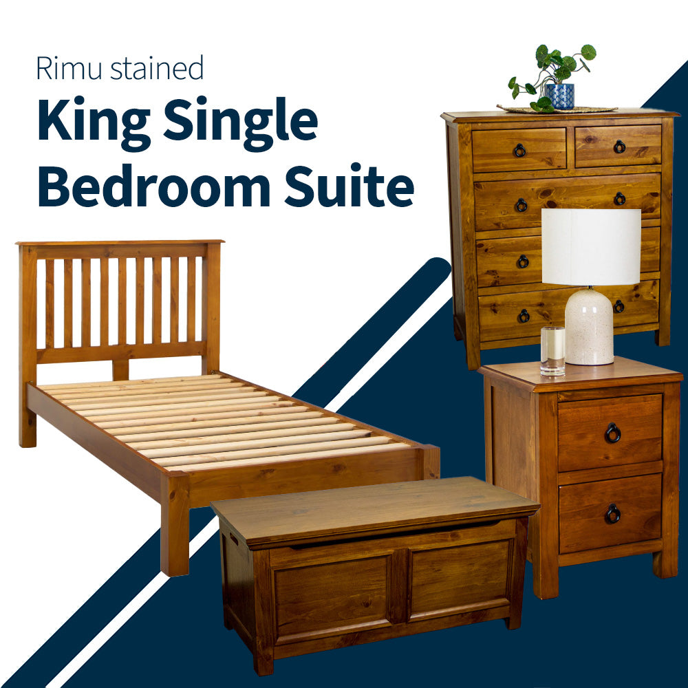 Rimu-stain NZ Pine King Single Suite