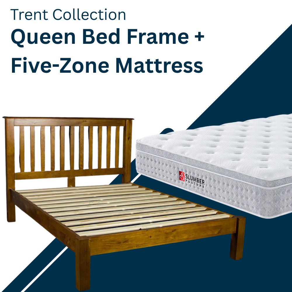 Trent Queen Bed Frame + Five Zone Mattress Combo