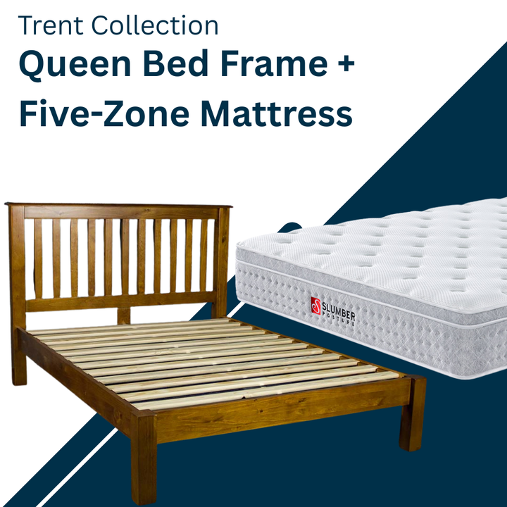 Trent Queen Bed Frame + Five Zone Mattress Combo