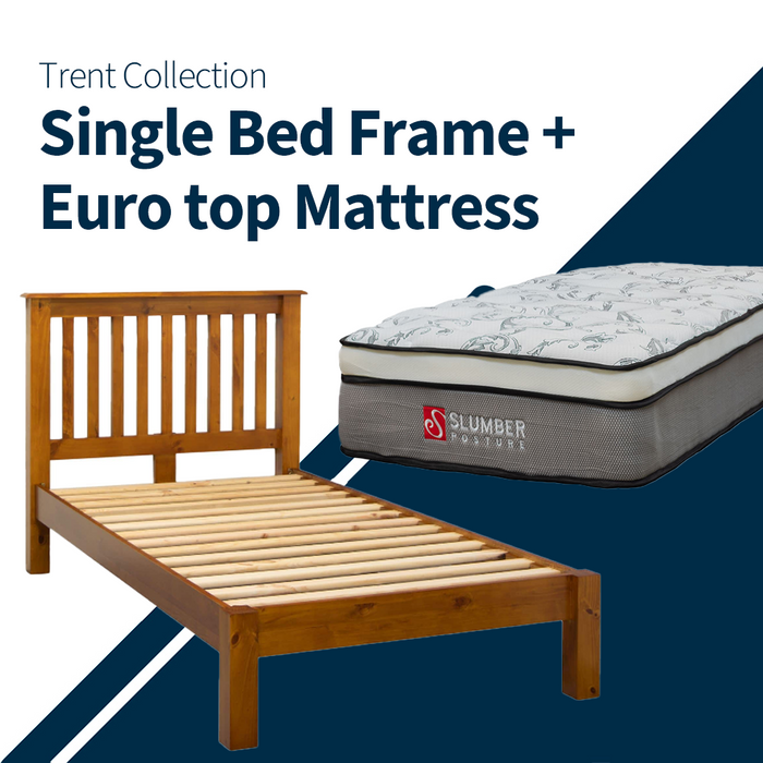 Trent Single Bed + Euro Top Mattress Combo