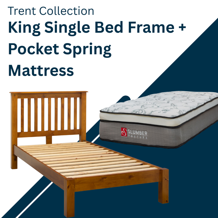 Trent King Single Bed + Euro Top Mattress Combo