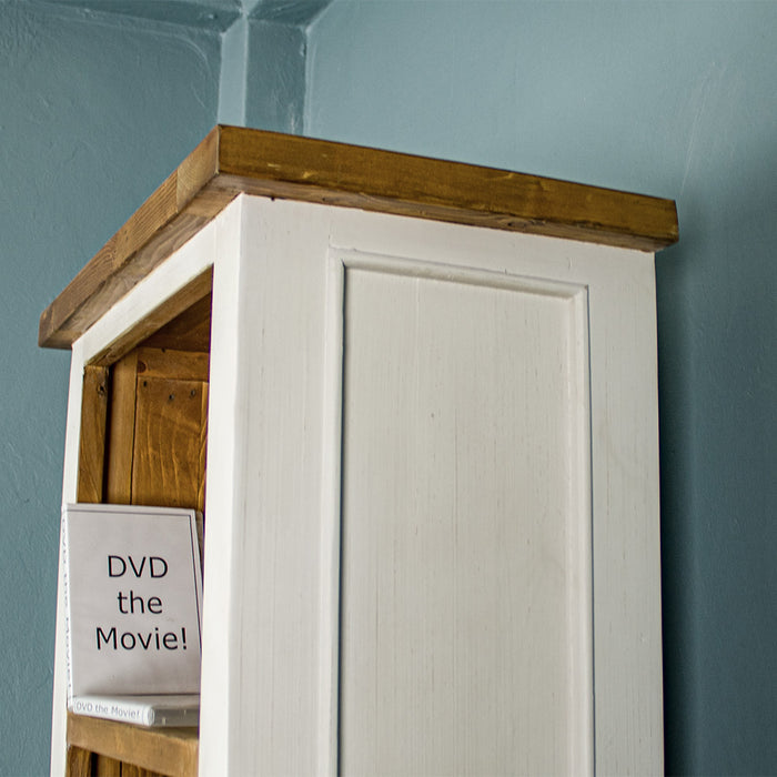 Side of the white Tuscan Recycled Pine Tall Bookcase.