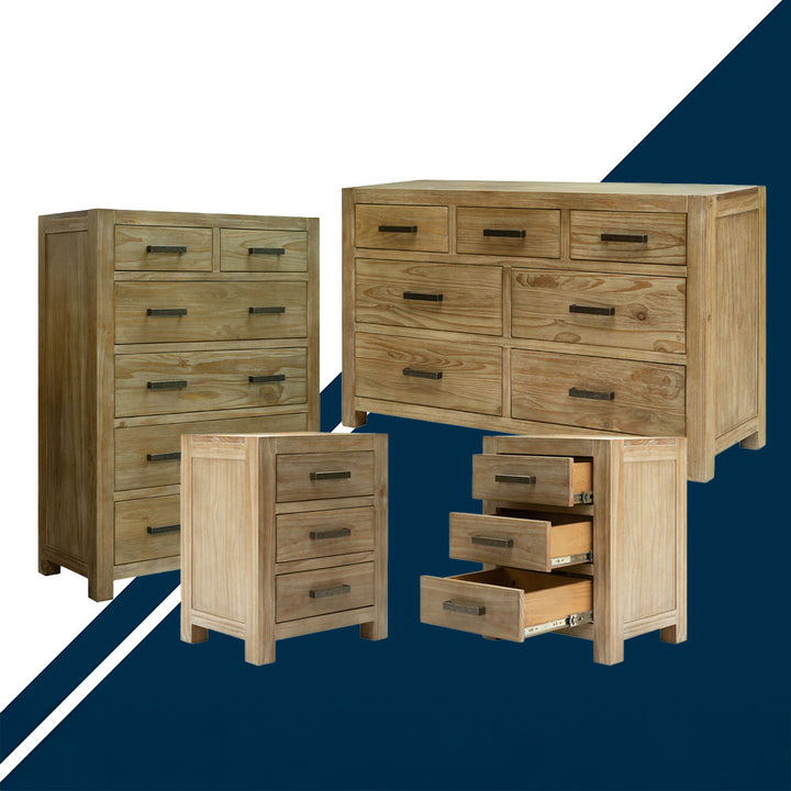 Vancouver Stonewash 4-piece Bedroom Suite