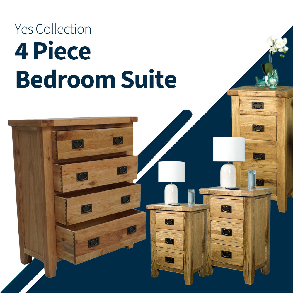 Yes 4 Piece Oak Bedroom Suite — Mainland Furniture