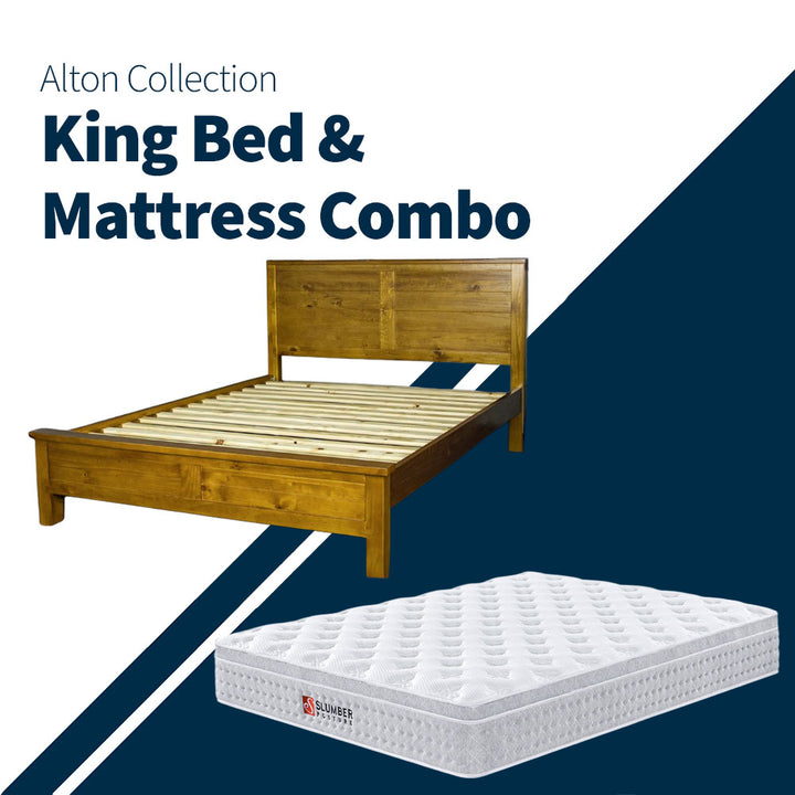 Alton Rimu King Bed + Balanced Euro Top Mattress Combo