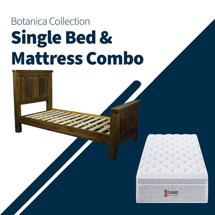 Botanica Single Bed + Medium Euro Top Mattress Combo