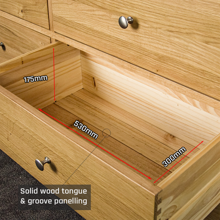 Victoria Oak 6 Drawer Lowboy