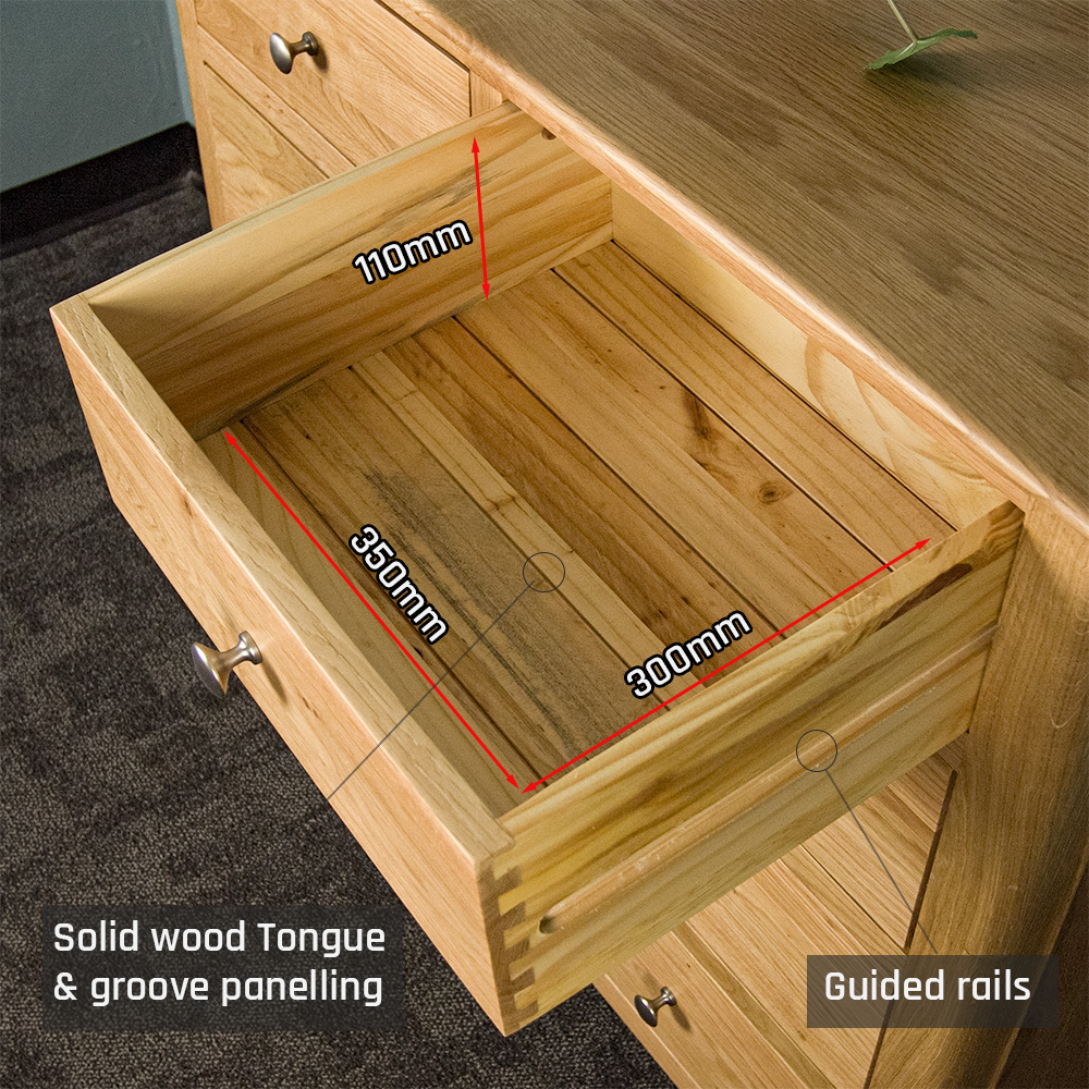 Victoria Oak 5 Drawer Tallboy