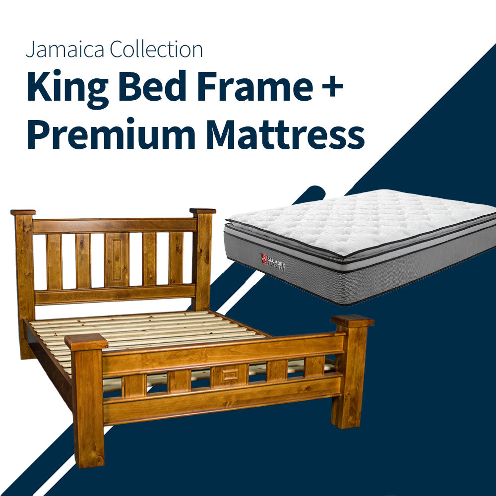 Jamaica King Bed Frame + Premium Pillow Top Mattress