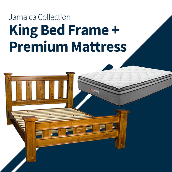 Jamaica King Bed Frame + Premium Pillow Top Mattress