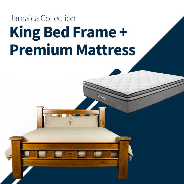 Jamaica King Bed Frame + Premium Pillow Top Mattress