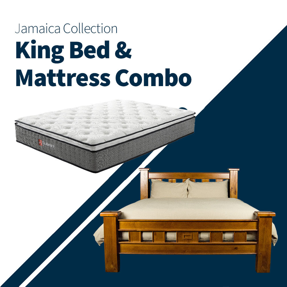 Jamaica King Bed + Pillow Top Mattress Combo