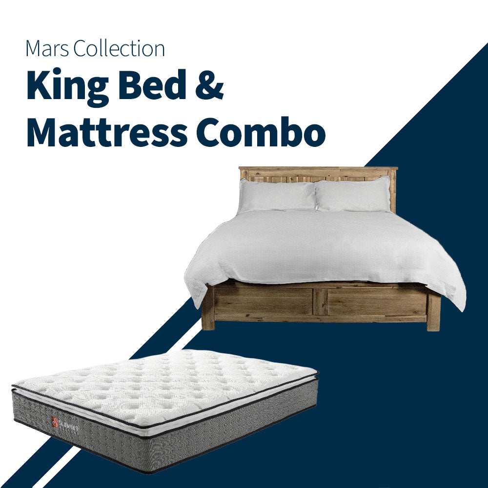 Mars King Bed + Pillow Top Mattress Combo