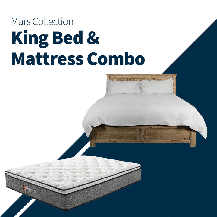 Mars King Bed + Pillow Top Mattress Combo