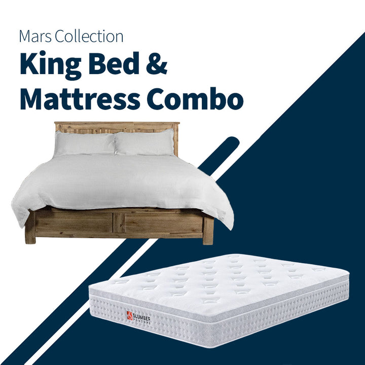 Mars King Bed + Soft Euro Top Mattress Combo