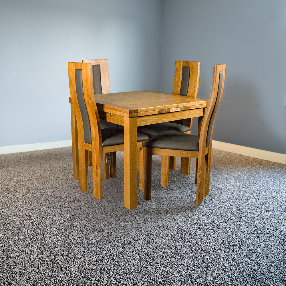 Bristol 4 Seater Extending Oak Dining Suite with Upholstered Back Chairs