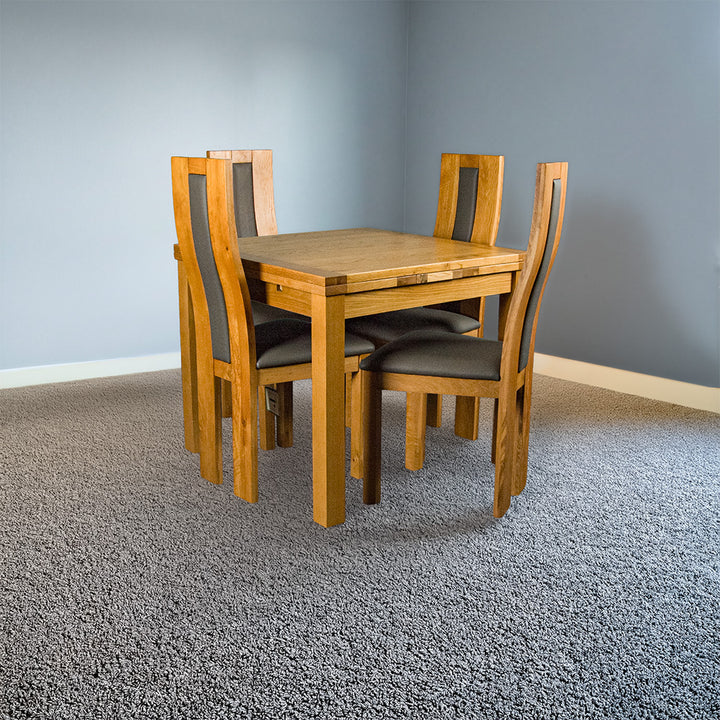 Bristol 4 Seater Extending Oak Dining Suite with Upholstered Back Chairs