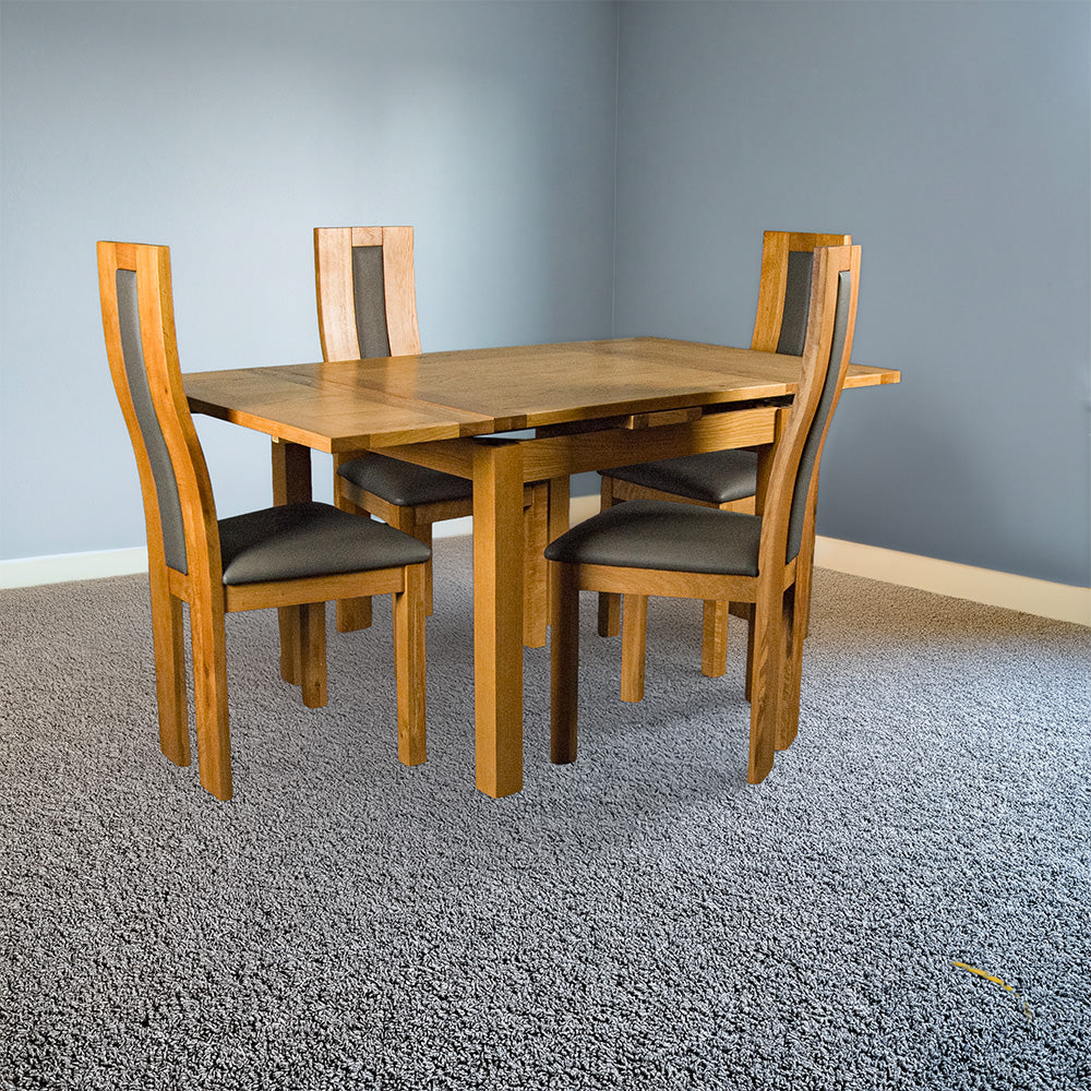 Bristol 4 Seater Extending Oak Dining Suite with Upholstered Back Chairs