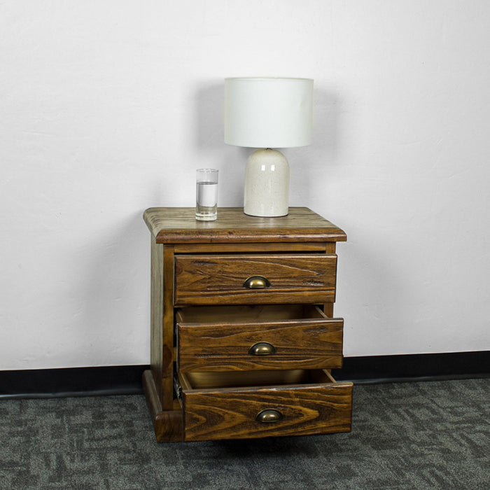 Heid Large 3 Drawer Pine Bedside