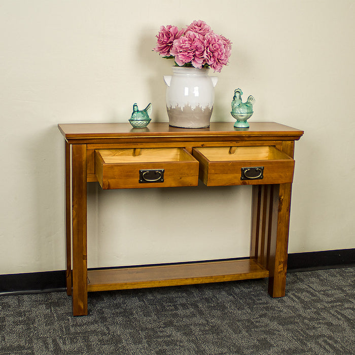Glass console store table with drawers
