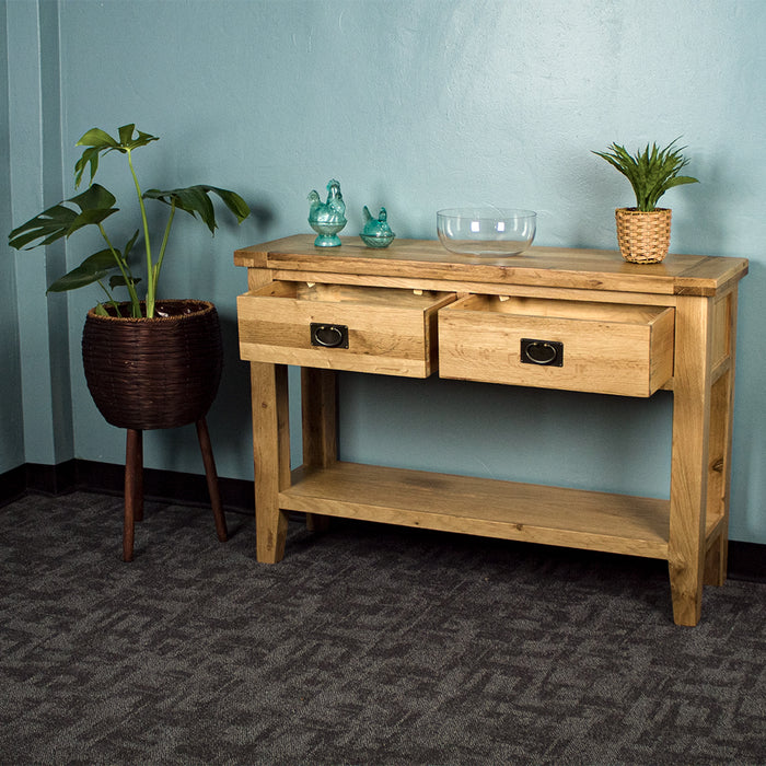 Yes 2 Drawer Oak Hall Table
