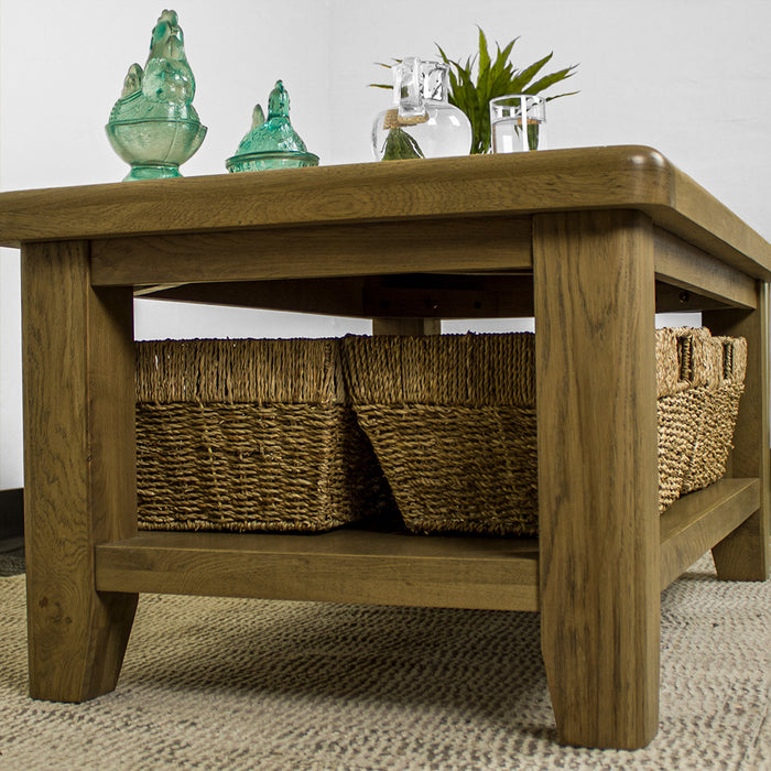 Houston Oak Coffee Table with Baskets