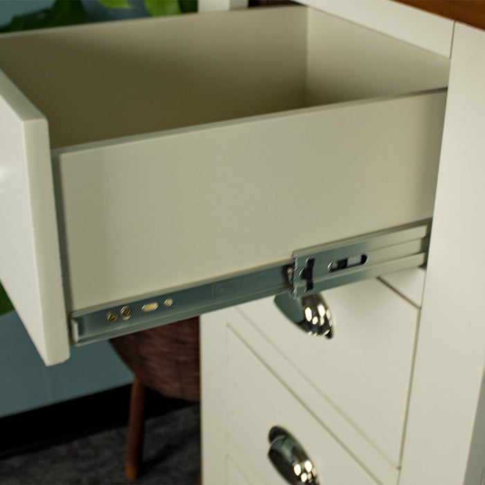The metal runners on the Alton 5 Drawer Lingerie Chest