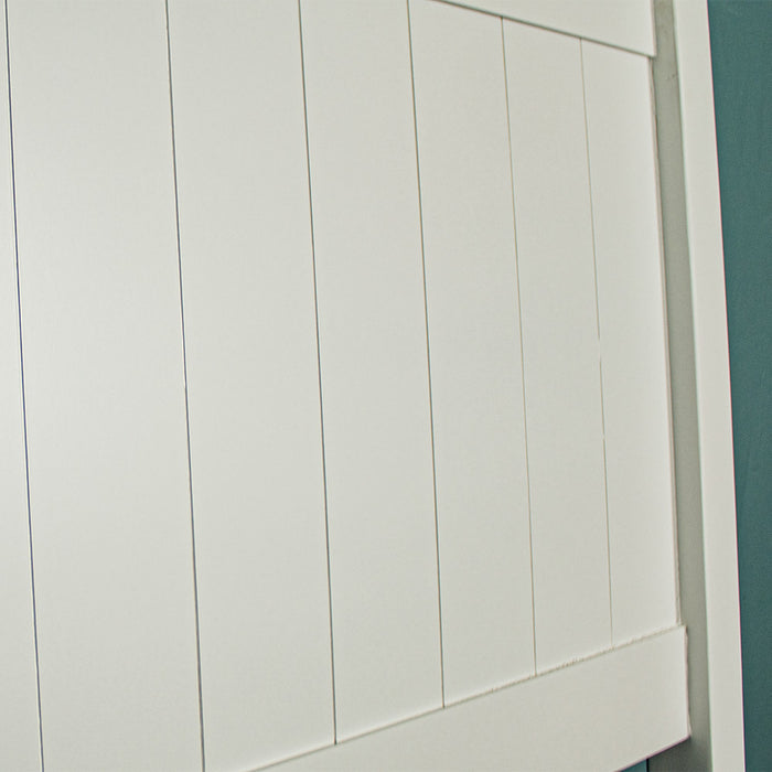A closer view of the panel construction on the Hamilton King Size Pine Headboard.