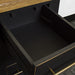 An overall view of the drawers on the Cascais 3 Drawer Black Bedside Table.