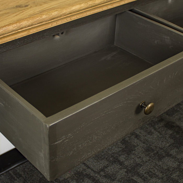 An overall view of the drawers of the Boston Oak Hall Table - Black.
