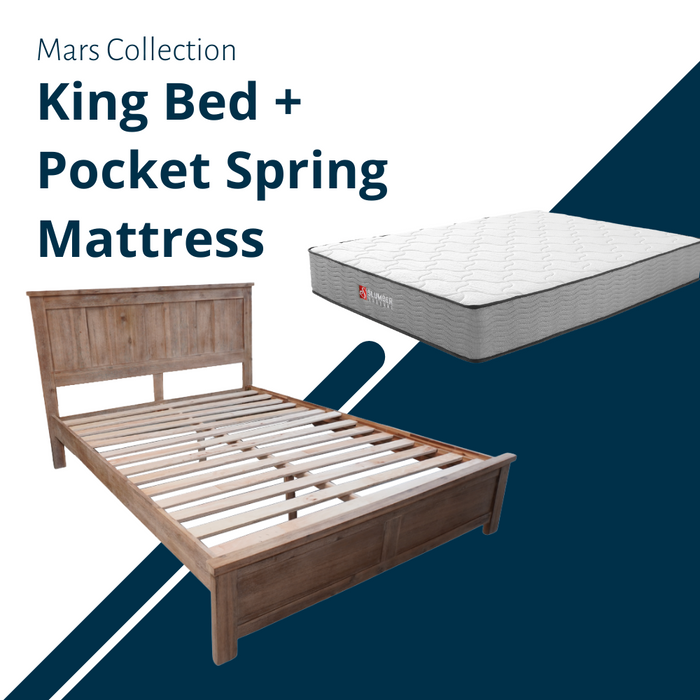 Mars King Slat Bed Frame + Pocket Spring Mattress