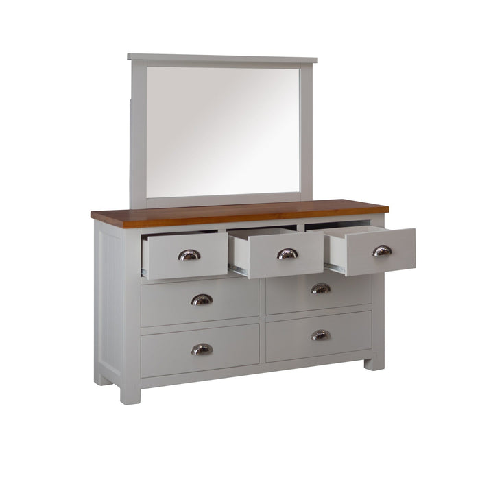 Alton 7 Drawer Pine Dresser & Mirror - Mainland Furniture NZ