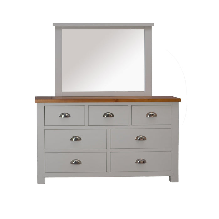 Alton 7 Drawer Pine Dresser & Mirror - Mainland Furniture NZ