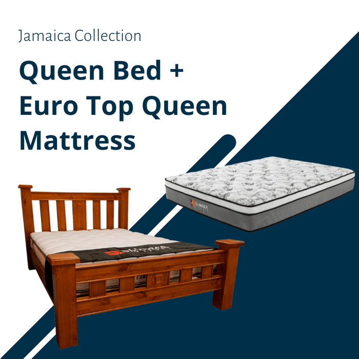 Jamaica Queen Bed + Euro Top Mattress Combo