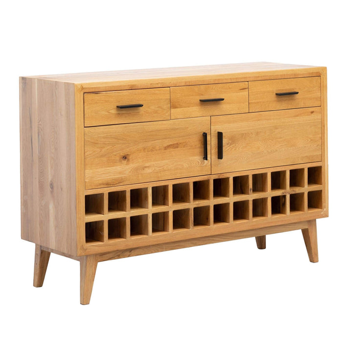 Kubic Medium Oak Buffet with Wine Rack - Mainland Furniture NZ