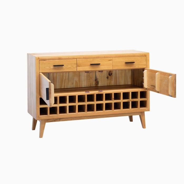 Kubic Medium Oak Buffet with Wine Rack - Mainland Furniture NZ